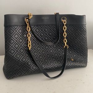 Tory Burch Fleming Quilted Black Tote
